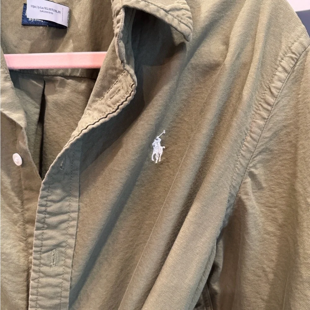 Polo Ralph Lauren olive green belted midi shirt dress - Picture 2 of 4